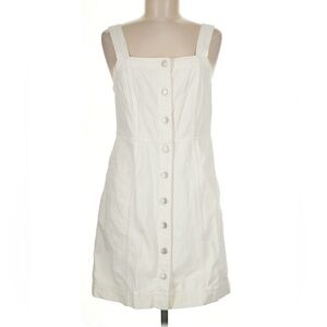 Madewell White Denim Button Up Square Neck Mini Dress NWT